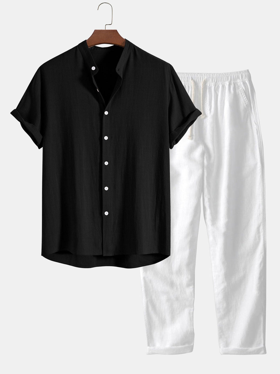 Conjunto masculino de linho camisa e calças respiráveis verão 2026