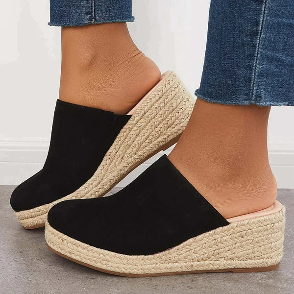 Klapki damskie bawełniane na lato espadryle na koturnie lekkie wygodne modne