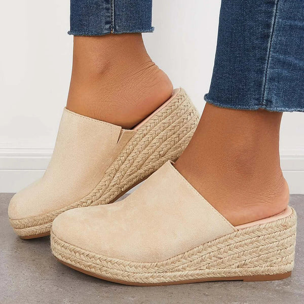 Klapki damskie bawełniane na lato espadryle na koturnie lekkie wygodne modne