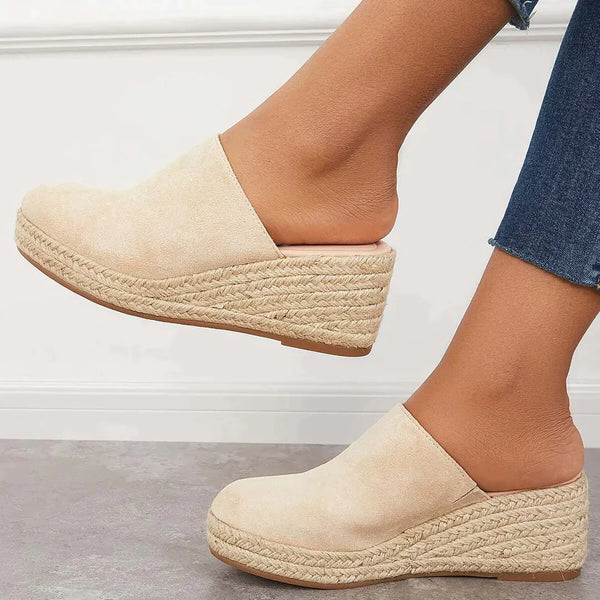Klapki damskie bawełniane na lato espadryle na koturnie lekkie wygodne modne