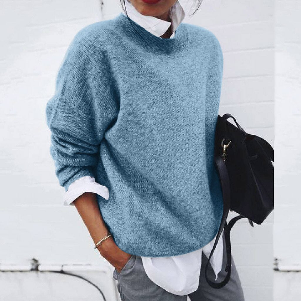 Sweter damski kaszmirowy oversize na jesień i zimę z miękkiej dzianiny