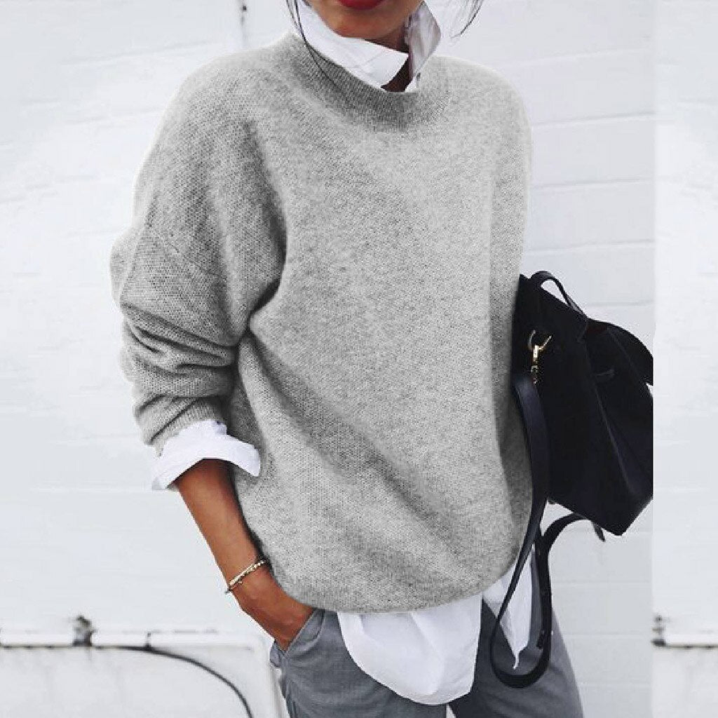 Sweter damski kaszmirowy oversize na jesień i zimę z miękkiej dzianiny