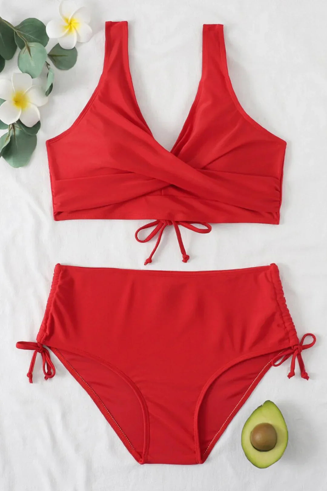 Bikini damskie z wysokim stanem z poliestru strój kąpielowy na lato dwuczęściowy