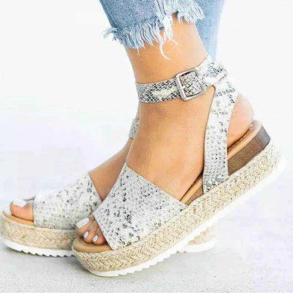 Sandały damskie skórzane na platformie espadryle letnie casual na lato