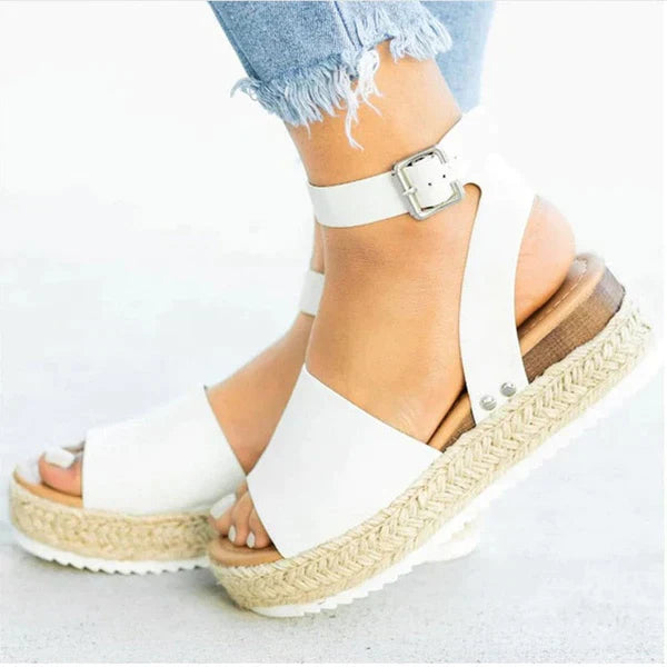 Sandały damskie skórzane na platformie espadryle letnie casual na lato