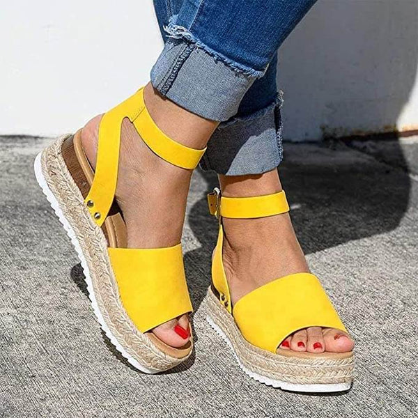 Sandały damskie skórzane na platformie espadryle letnie casual na lato