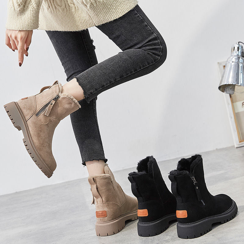 Women's winter suede ankle boots insulated comfortable casual fashionable shoes