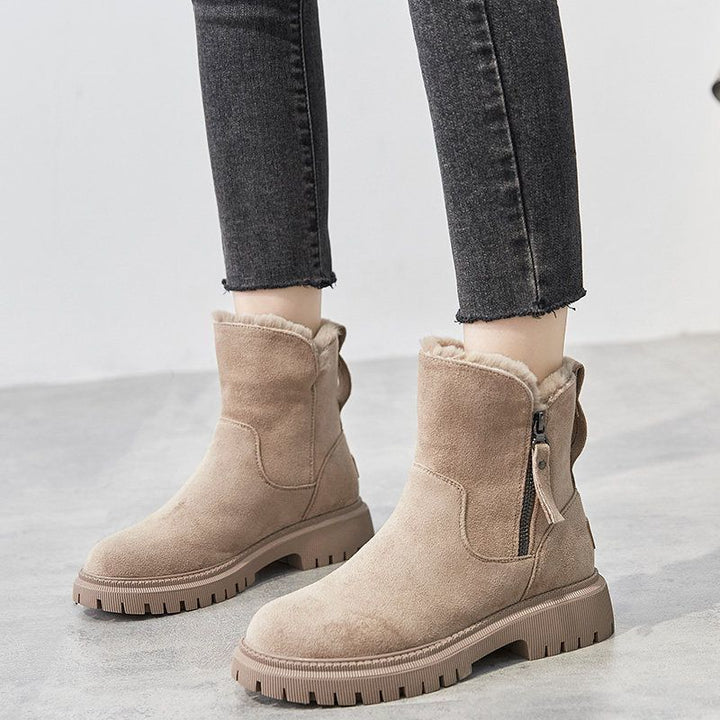 Women's winter suede ankle boots insulated comfortable casual fashionable shoes