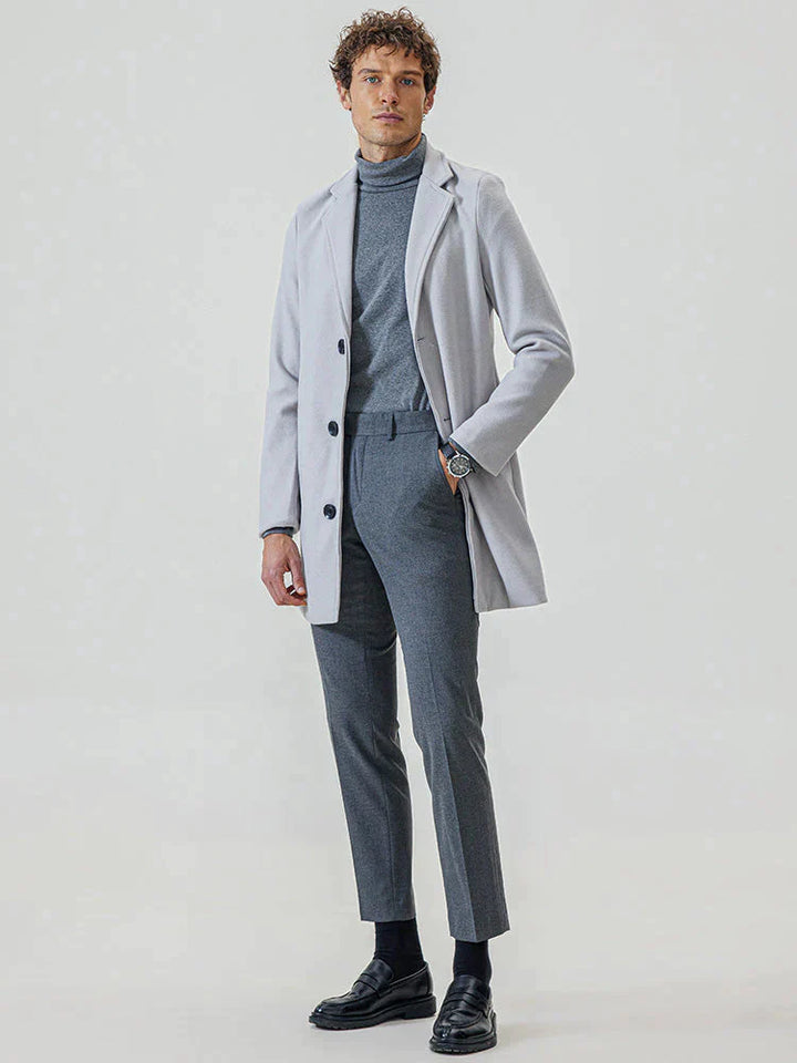 Płaszcz męski wełniany na wiosnę – elegancki płaszcz męski z wełny casual przejściowy