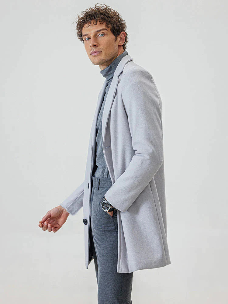 Płaszcz męski wełniany na wiosnę – elegancki płaszcz męski z wełny casual przejściowy
