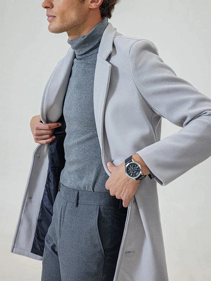 Płaszcz męski wełniany na wiosnę – elegancki płaszcz męski z wełny casual przejściowy