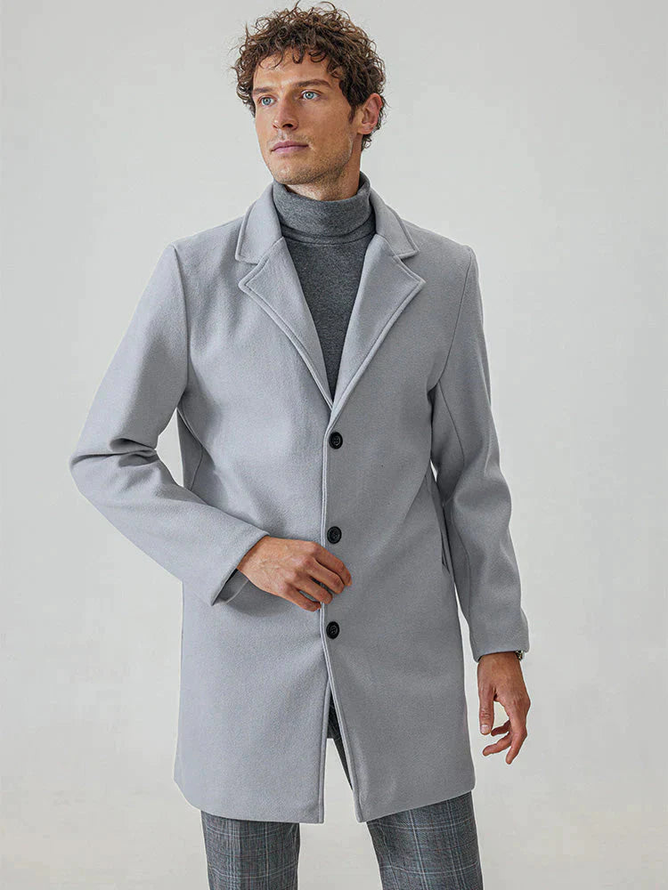 Płaszcz męski wełniany na wiosnę – elegancki płaszcz męski z wełny casual przejściowy