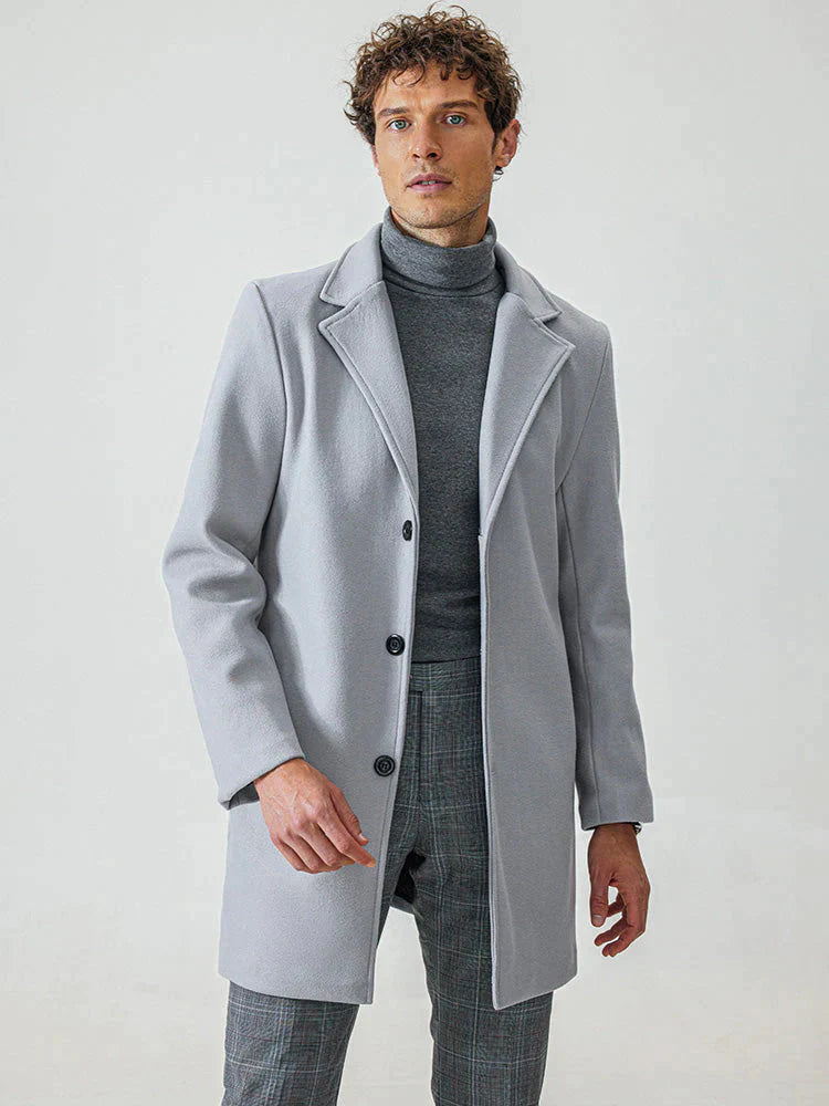Płaszcz męski wełniany na wiosnę – elegancki płaszcz męski z wełny casual przejściowy