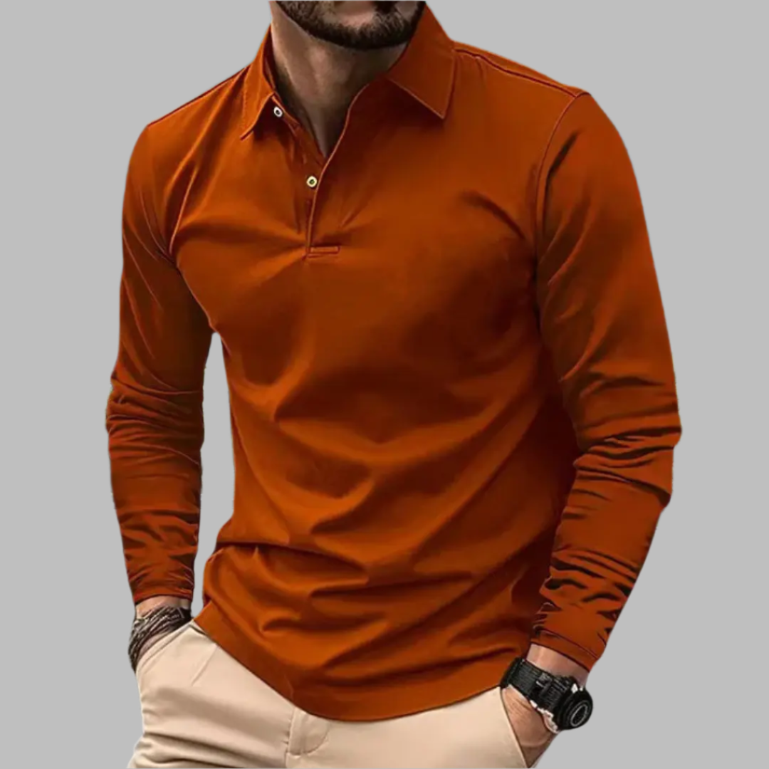 Koszulka polo męska bawełniana z długim rękawem na wiosnę elegancka casualowa