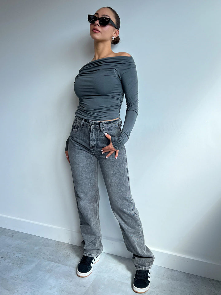 Jeansy damskie bawełniane mom fit z wysokim stanem przetarcia na wiosnę lato