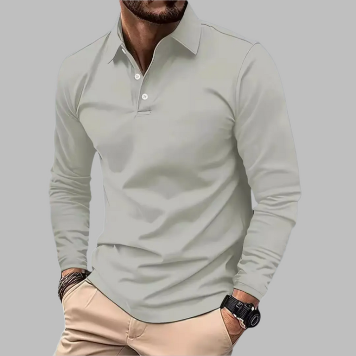 Koszulka polo męska bawełniana z długim rękawem na wiosnę elegancka casualowa