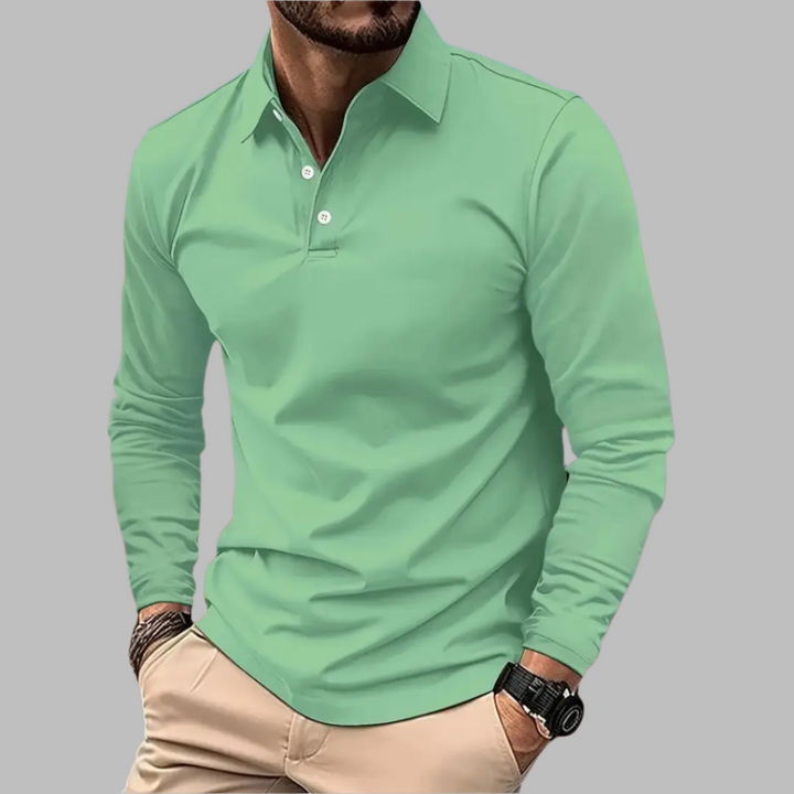 Koszulka polo męska bawełniana z długim rękawem na wiosnę elegancka casualowa
