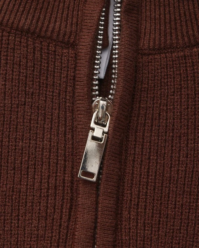 Męski sweter wełniany z zamkiem pod szyją prążkowany jesień smart casual