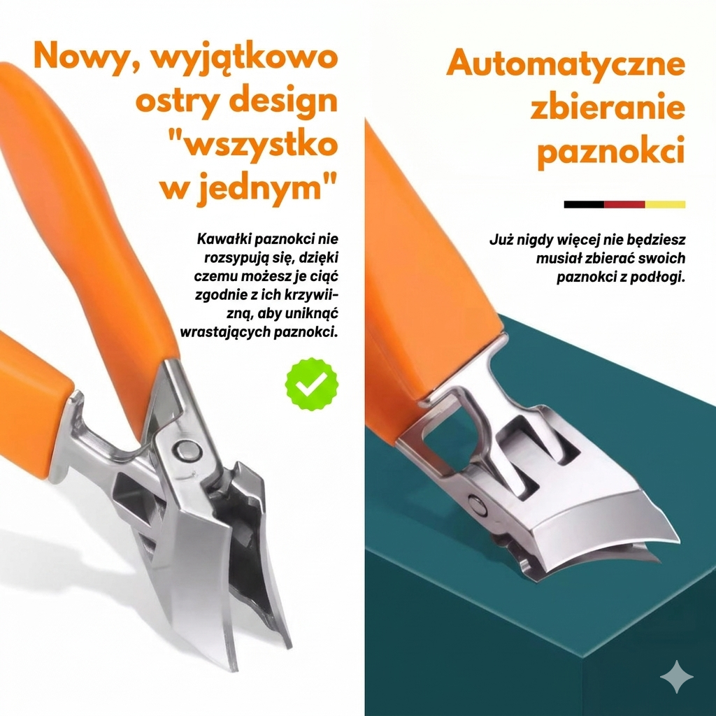 Obcinacz do paznokci szeroki antypoślizgowy ze stali nierdzewnej do grubych paznokci