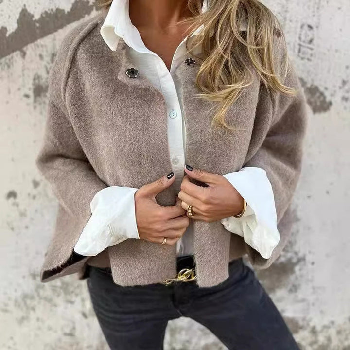 Żakiet damski vintage z dzianiny na jesień do stylizacji codziennych