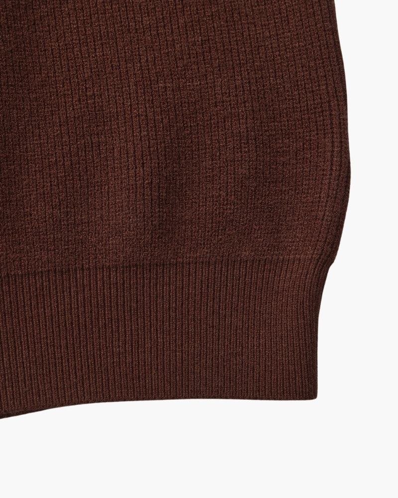 Męski sweter wełniany z zamkiem pod szyją prążkowany jesień smart casual