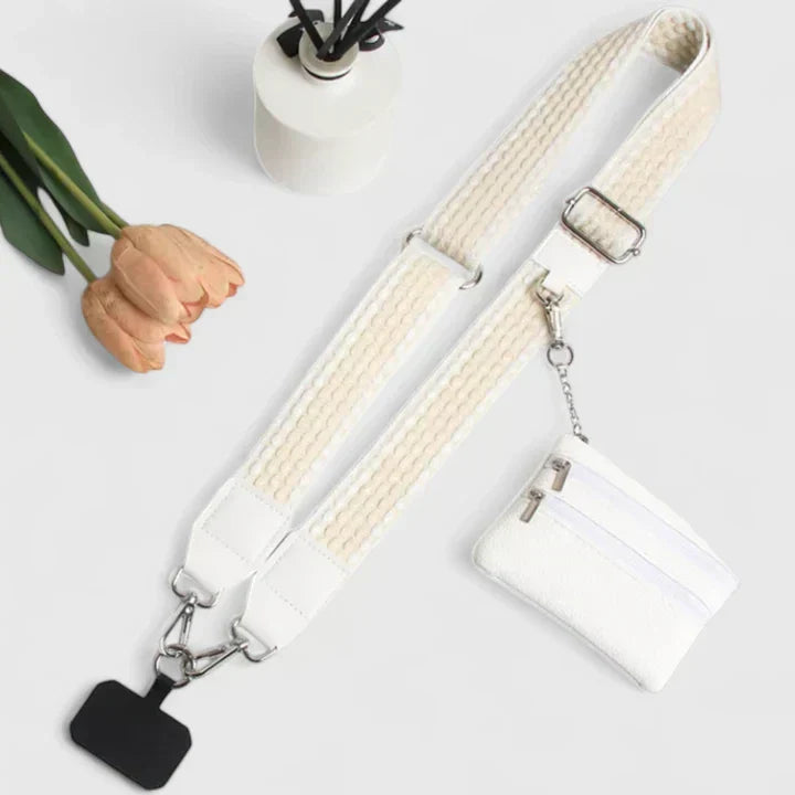 Estojo de pele para telemóvel feminino com alça ajustável e bolso com fecho RFID