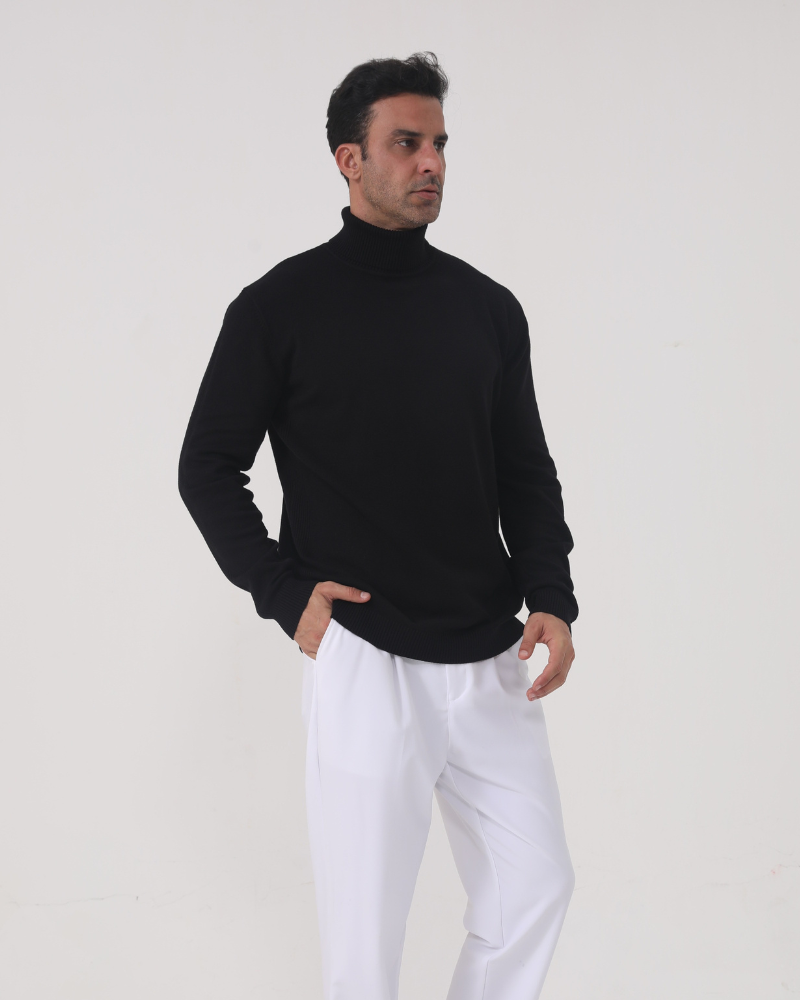 Męski golf bawełniany elegancki sweter z dzianiny jesienny