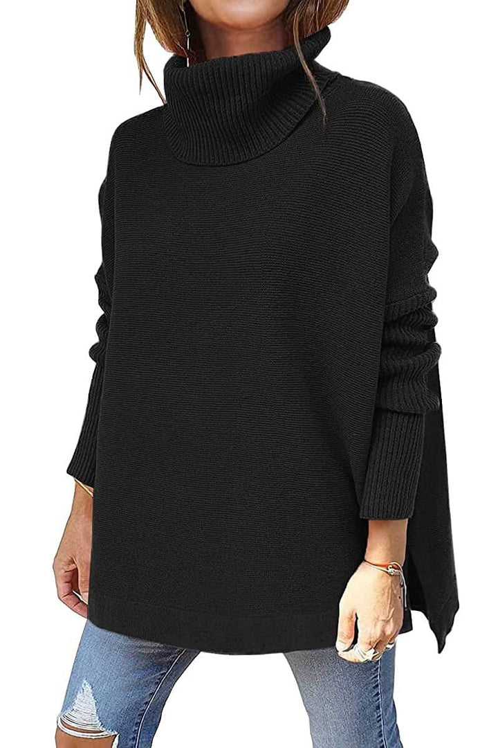 Sweter damski wełniany golf oversize ciepły klasyczny na jesień zimę luźny