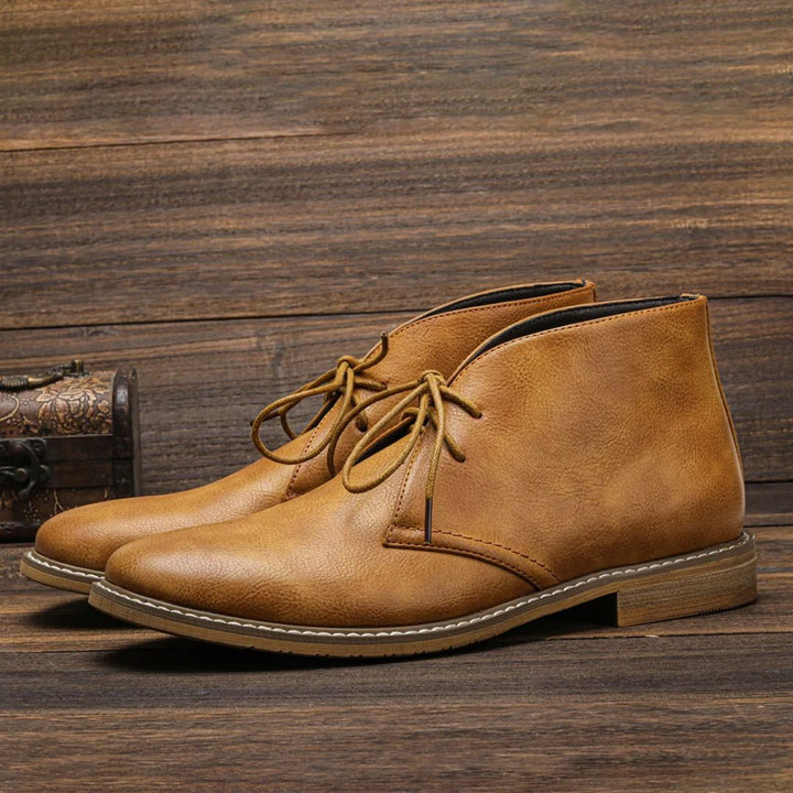 Botki męskie sznurowane chukka skóra naturalna eleganckie jesienne
