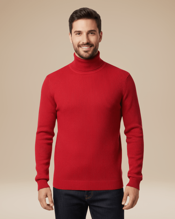 Męski golf bawełniany dopasowany sweter prążkowany jesienny