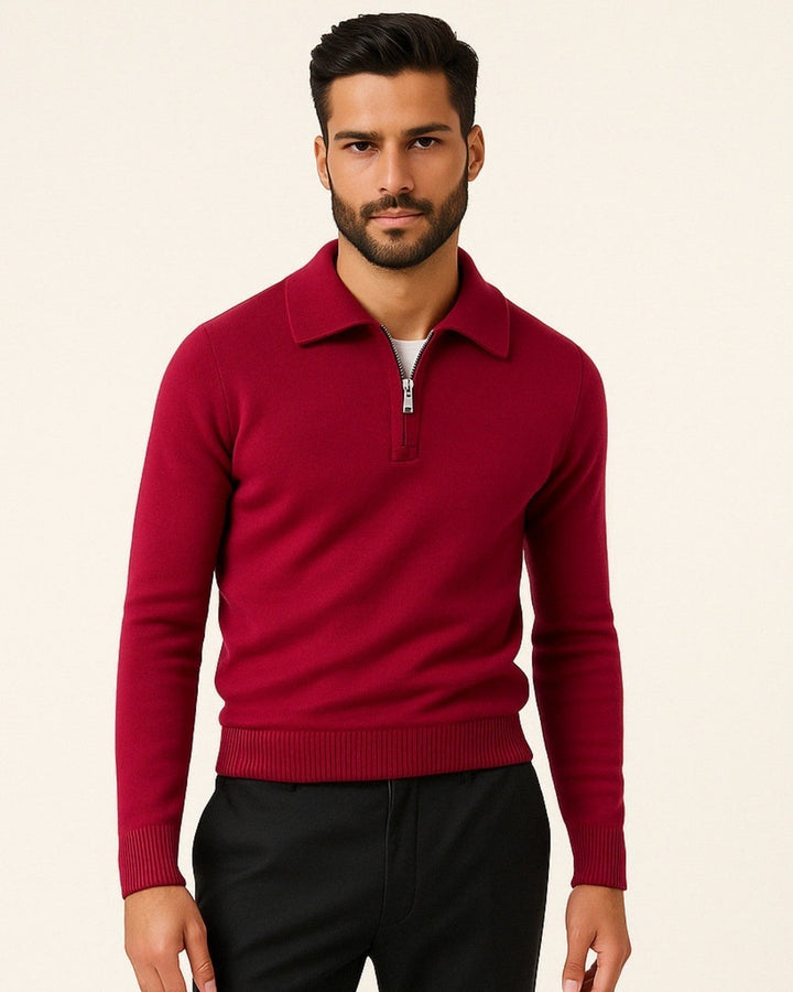 Męski sweter kaszmirowy z zamkiem na jesień na chłodne dni do stylizacji smart casual