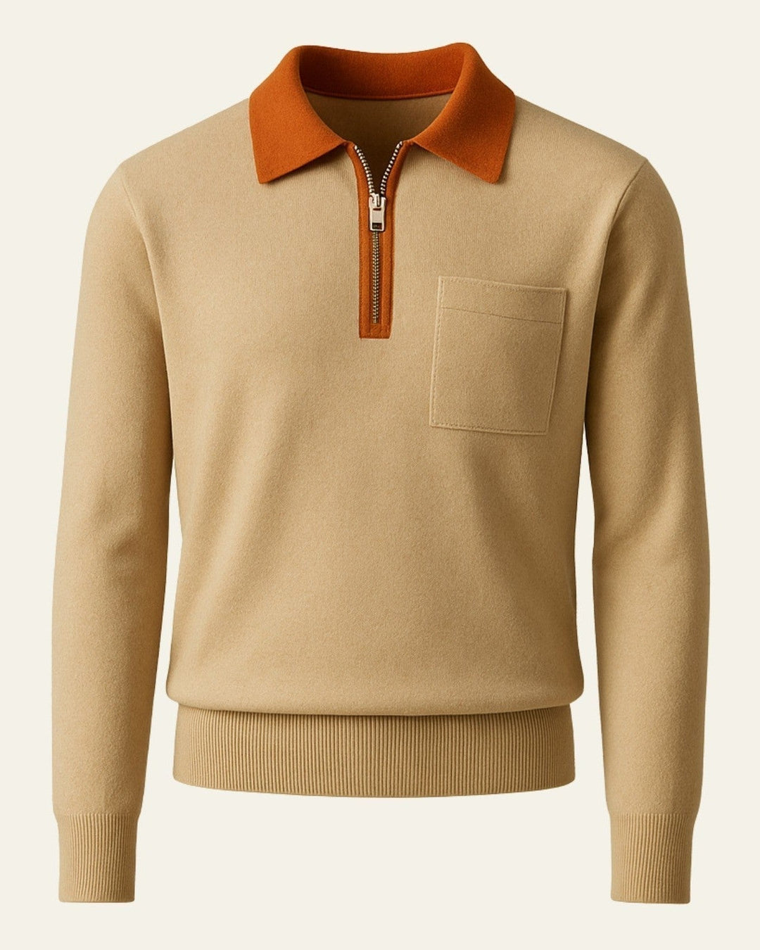 Męski sweter kaszmirowy z zamkiem pod szyją jesienny elegancki