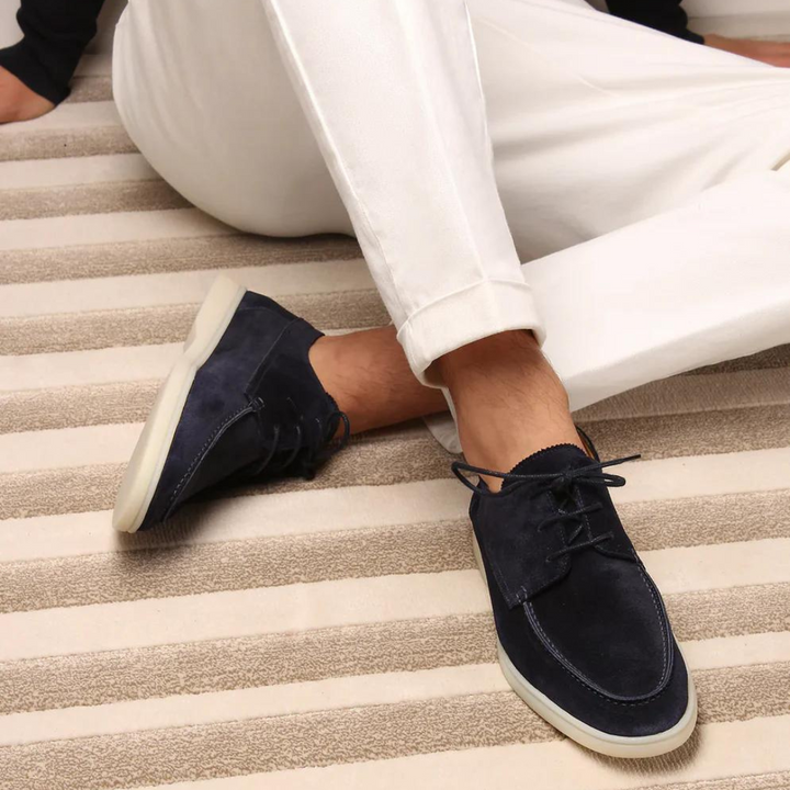 Loafersy skórzane męskie luksusowe z wiązaniem eleganckie lato 2026