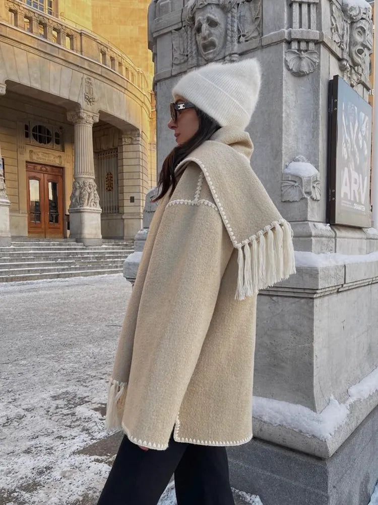 Renata™ - Elegancki Płaszcz Wełniany z Zimowym Szalikiem