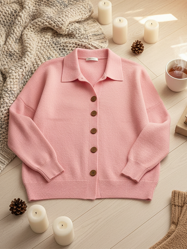 Damski kardigan dzianinowy sweter zapinany jesienny