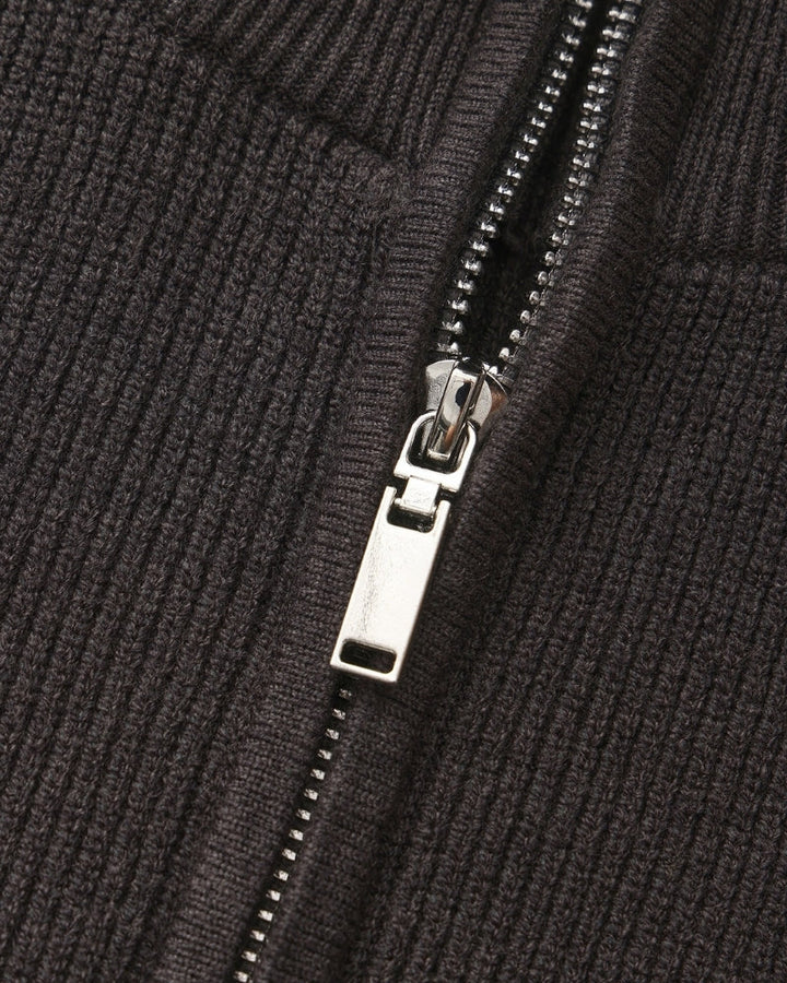 Męski sweter wełniany z zamkiem pod szyją prążkowany jesień smart casual