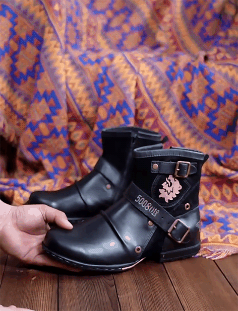 Botas de motociclista masculinas em pele para primavera, elegantes, casuais e estilosas