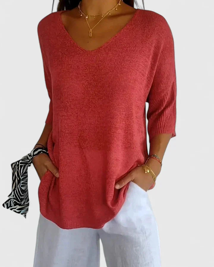 Blusa feminina de algodão elegante para o verão com manga curta para looks do dia a dia