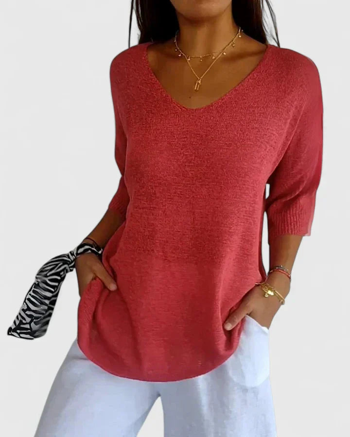 Blusa feminina de algodão elegante para o verão com manga curta para looks do dia a dia