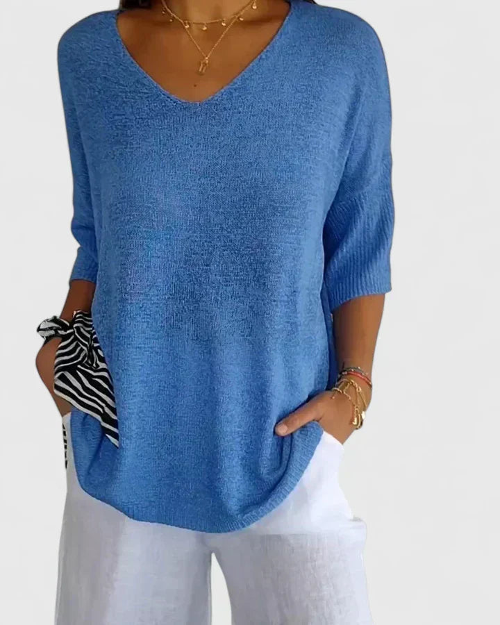 Blusa feminina de algodão elegante para o verão com manga curta para looks do dia a dia