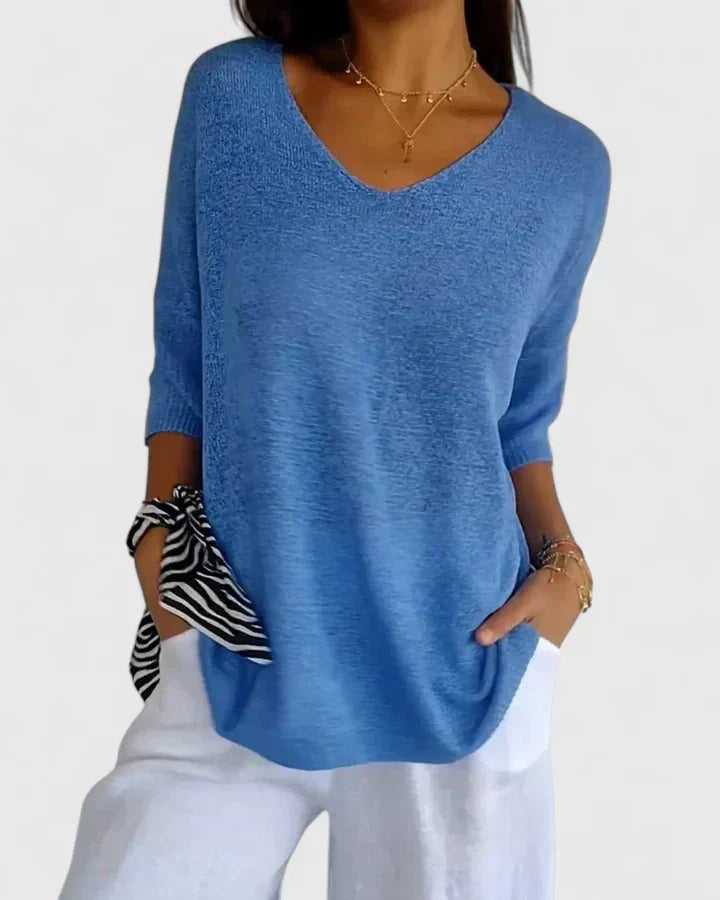 Blusa feminina de algodão elegante para o verão com manga curta para looks do dia a dia
