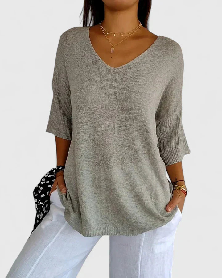 Blusa feminina de algodão elegante para o verão com manga curta para looks do dia a dia
