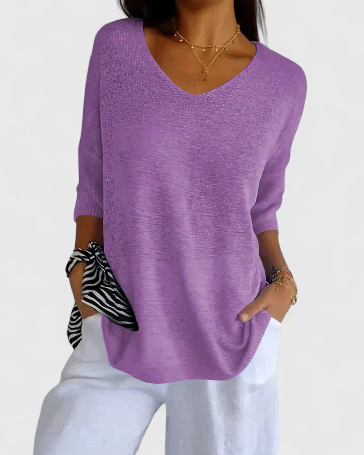 Blusa feminina de algodão elegante para o verão com manga curta para looks do dia a dia