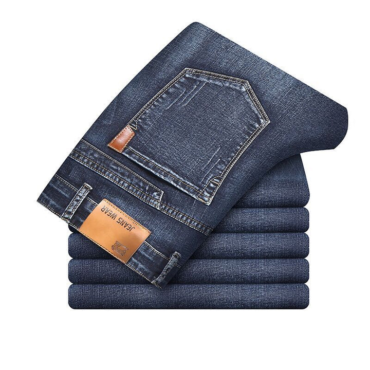 Spodnie jeansowe męskie slim fit bawełniane elastyczne jesienne