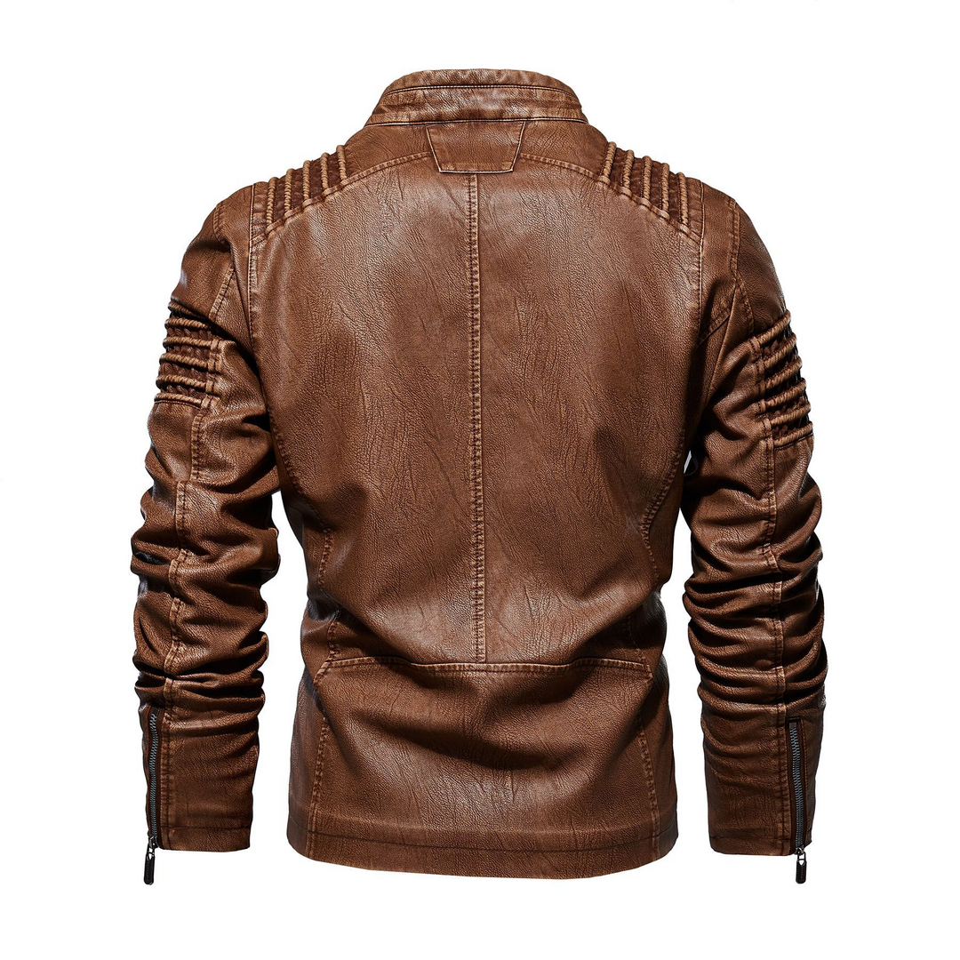 Men's leather jacket for spring lightweight biker jacket casual fitted stylish