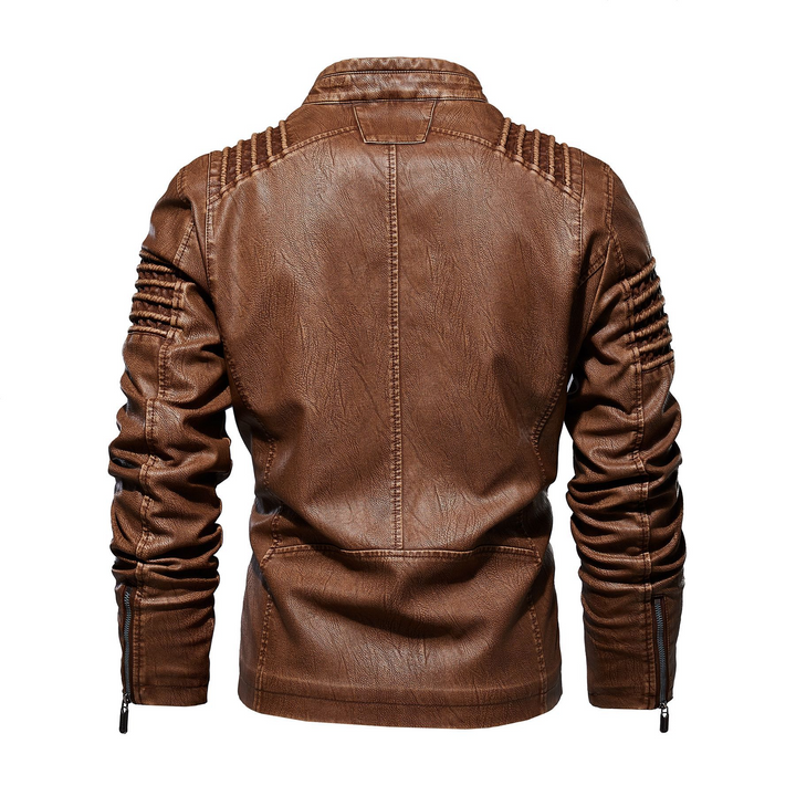 Men's leather jacket for spring lightweight biker jacket casual fitted stylish