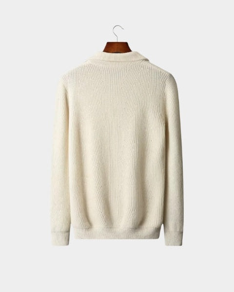 Męski sweter z wełny merino na jesień, dzianinowy sweter z zamkiem do połowy