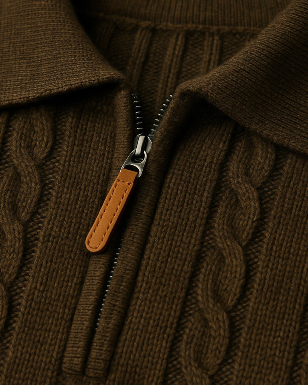 Męski sweter polo bawełniany z zamkiem długi rękaw jesienny