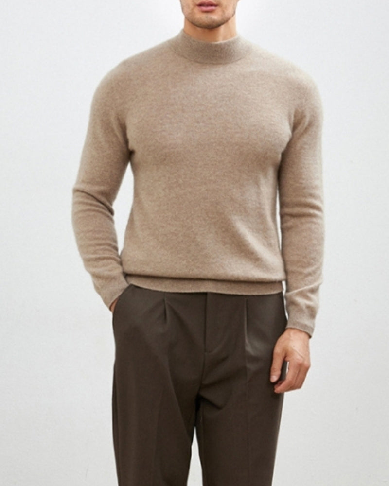 Męski golf wełniany dopasowany sweter dzianinowy jesienny elegante
