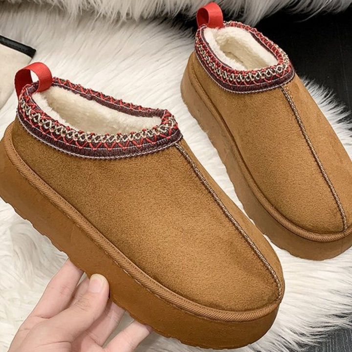 Alicja - módní sněhové kotníkové boty Muffin z hrubého materiálu